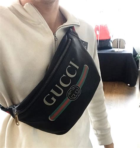 gucci belt bag wearing|authentic gucci fanny pack.